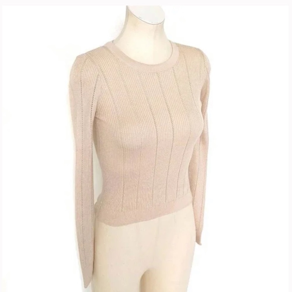 Topshop Cream Ribbed Knit Crop Sweater NWT